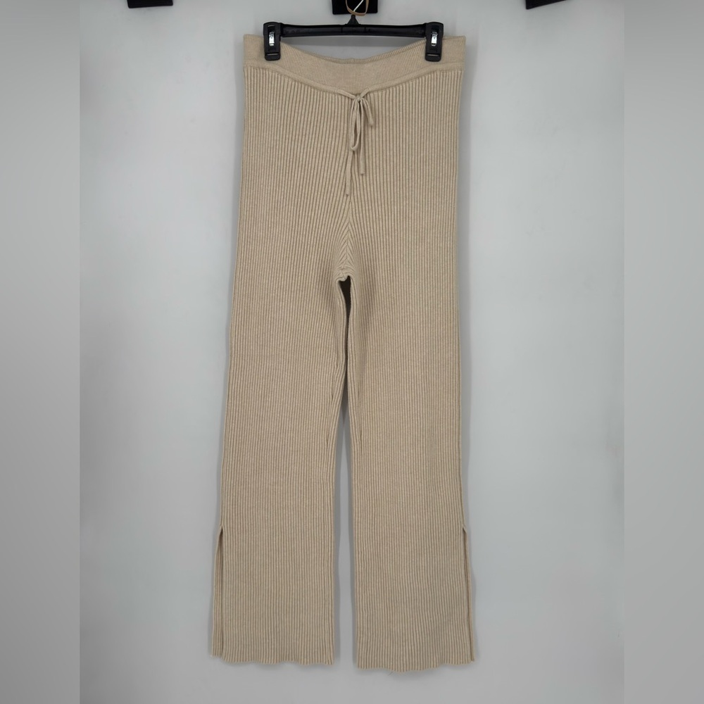 Mon Renn Beige Ribbed Knit Pants size Large